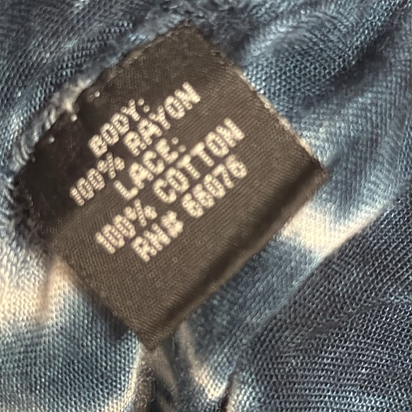 Tie-Dye Dropwaist Dress cover up Navy/white swim beach vacay Sz L boho/hippie - Picture 6 of 7